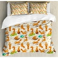 thumbnail image 1 of Yoga Duvet Cover Set King Size, Flexing and Stretching Fox Meditation Cute Little Cartoon Animals Dotted Background, Decorative 3 Piece Bedding Set with 2 Pillow Shams, Multicolor, by Ambesonne, 1 of 3