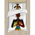 thumbnail image 1 of Yoga Duvet Cover Set Twin Size, Woman Figure in Ethnic Style Costume Praying Culture Religion Enlightenment Grace, Decorative 2 Piece Bedding Set with 1 Pillow Sham, Multicolor, by Ambesonne, 1 of 3