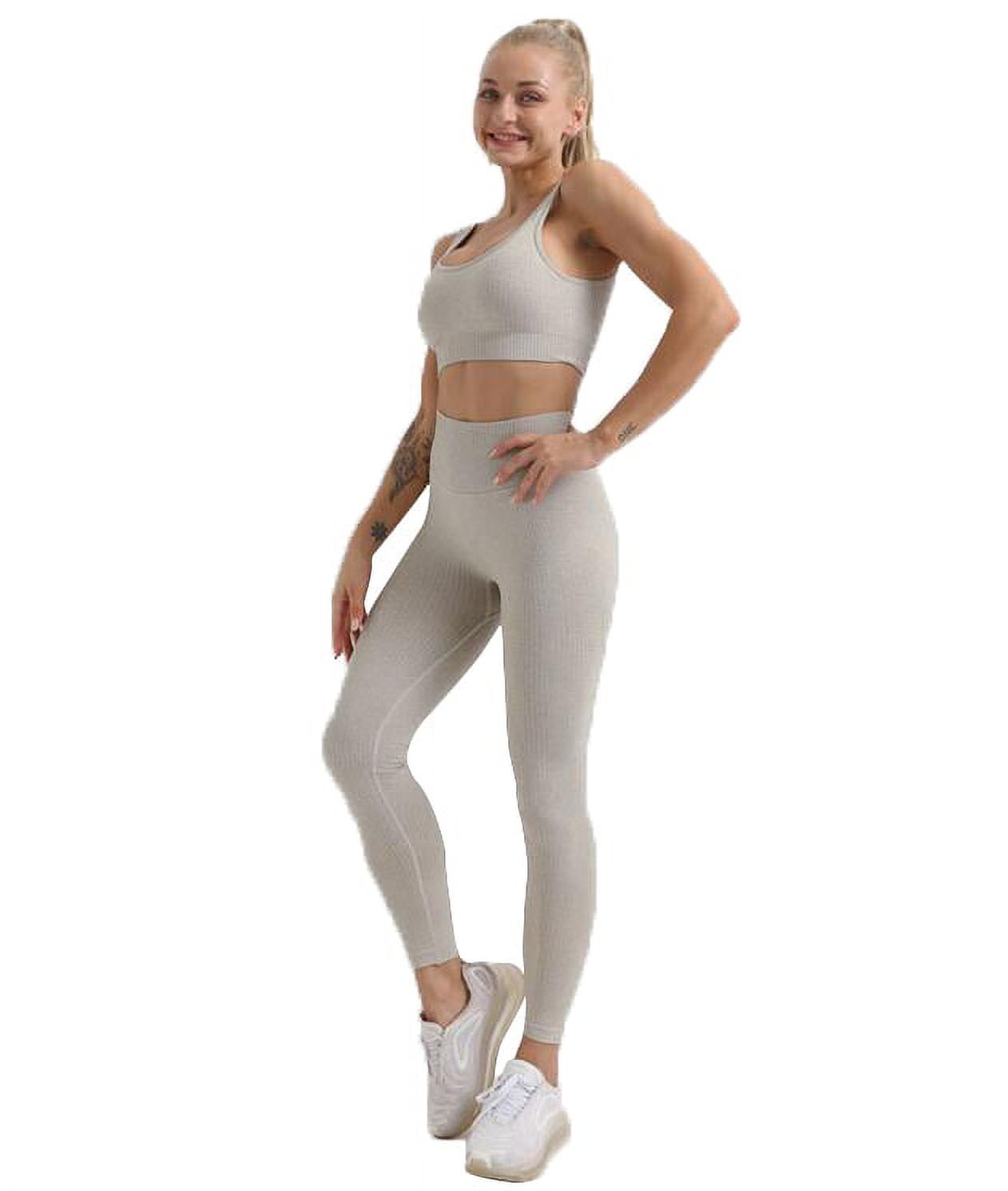 SHINBENE Super Cloud Womens Yoga 2 Pieces Workout Outfits High Waist  Leggings Sports Bras Clothes Sets