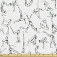 thumbnail image 1 of Ambesonne Yoga Fabric by the Yard Upholstery, Minimal People Poses Exercise, 2 Yards, Charcoal Grey and White, 1 of 4