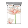 thumbnail image 1 of Yoga Fitted Sheet & Pillow Sham Set, Pastel Colored Blooming Lotus Flower Romantic Fresh Garden Plant Spa Theme, Decorative Printed 6 Piece Bedding Decor Set, Queen, Peach Green White, by Ambesonne, 1 of 3