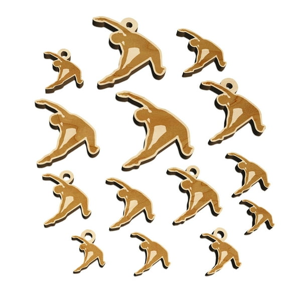 Yoga Gate Pose Wood Mini Charms Shapes DIY Craft Jewelry - With Hole - Various Sizes (16pcs)