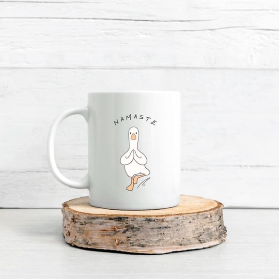 Yoga Gift Minimalist Namaste Goose Mug Funny Ceramic Coffee Te Gift Her Meditation Gans Relaxation Girriend Yoga Geschenk.