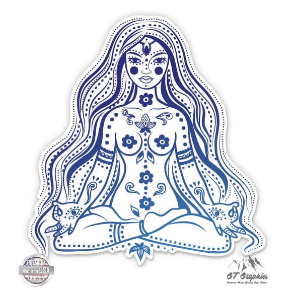 Yoga Girl Lotus Pose Meditation - 8" Vinyl Sticker - For Car Laptop I-Pad - Waterproof Decal