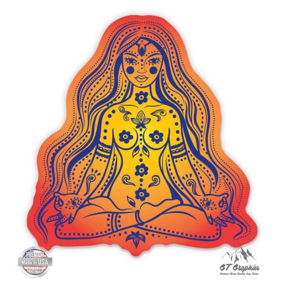 Yoga Girl Meditation - 3" Vinyl Sticker - For Car Laptop I-Pad Phone Helmet Hard Hat - Waterproof Decal