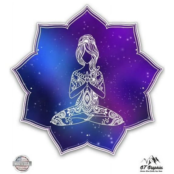 Yoga Girl Om Meditation - 5" Vinyl Sticker - For Car Laptop I-Pad - Waterproof Decal