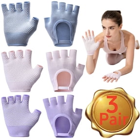 Yoga Gloves, Non-Slip Fingerless Workout & Gym Gloves for Women, 3-Pack Silicone