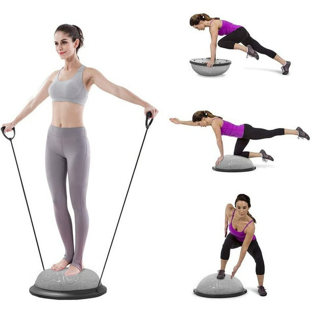 Yoga Half Ball Balance Trainer Ball Balance Stability Half Ball with Resistance Bands Bonus Foot Pump for Yoga Fitness Strength Exercise Core Training Home Gym Supports up to 400lbs M002 Walmart