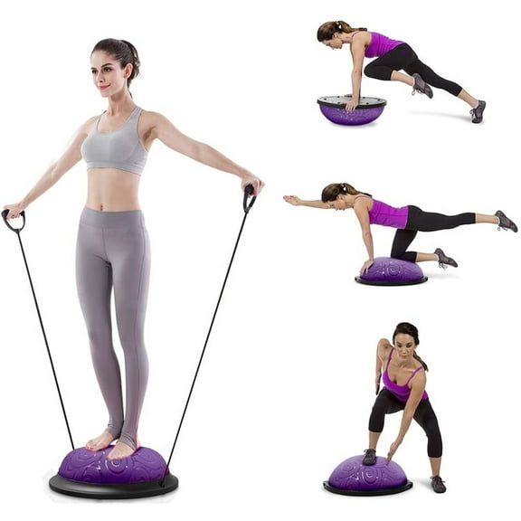 Yoga Half Ball, Balance Trainer Ball, Balance Stability Half Ball with Resistance Bands Bonus Foot Pump for Yoga Fitness, Strength Exercise, Core Training, Home Gym Supports up to 400lbs, M005