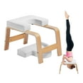 thumbnail image 1 of Yoga Headstand Bench - 300 lbs Capacity Inversion Chair - Family Gym Trainer - Wood Frame & PU Pad - Strength Balance - White, 1 of 7