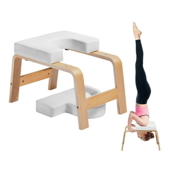 Yoga Headstand Bench, Inversion Chair for Fitness, Workout - 2.55" Thick Cushion, 300lbs Capacity, Birch Wood - Beginner & Advanced Yoga Poses