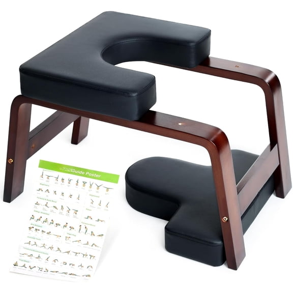 Yoga Headstand Bench, Stand Yoga Chair for Balance Training, Core Strength Building, Upside Down Chair for Relaxation, Handstand Trainer Inversion Chair for Home Gym (Chocolate Black)