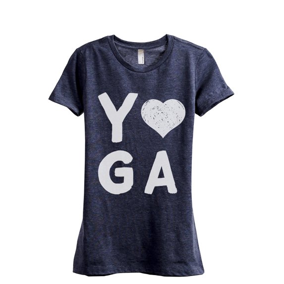 Yoga Heart Women's Fashion Relaxed T-Shirt Tee Heather Navy Medium