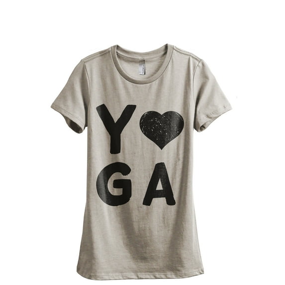 Yoga Heart Women's Fashion Relaxed T-Shirt Tee Heather Tan Small