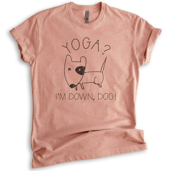 Yoga I'm Down Dog Shirt, Unisex Women's Men's Shirt, Funny Yoga Shirt, Cute Yoga Top, Downward Dog Shirt, Heather Sunset, XX-Large