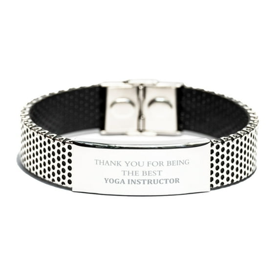Yoga Instructor Engraved Stainless Steel Bracelet - Unique Graduation Gifts for Her, Confidence Inspirational Jewelry, Thank You for Being the Best Yoga Instructor