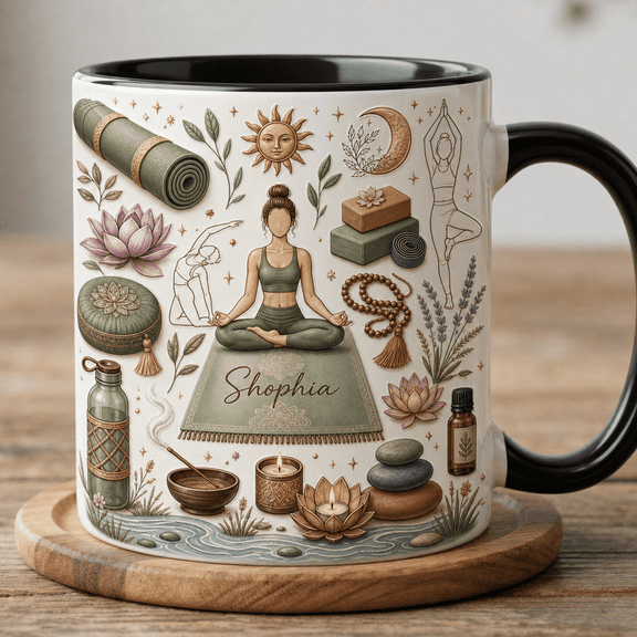 Yoga Instructor Mug 2D Printed 3D Effect Personalized Yoga Gift for Wellness Coach