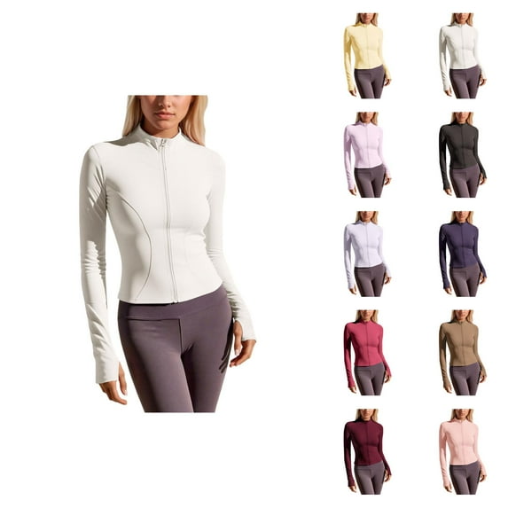 Yoga Jacket for Women Long Sleeve Slim Fit Stretchy Lightweight Breathable Zip Up Running Workout Jackets Outerwear