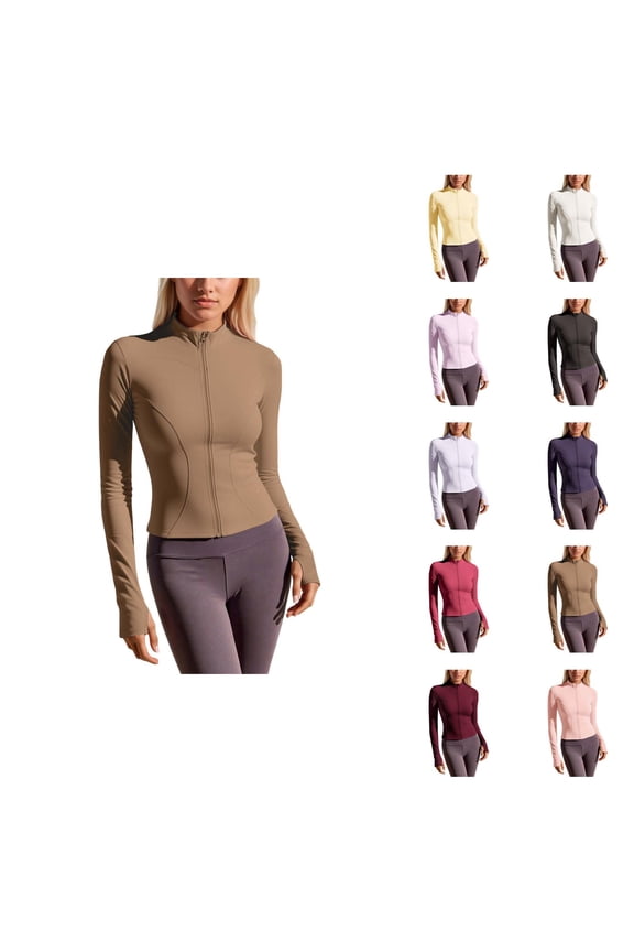 Yoga Jacket for Women Long Sleeve Slim Fit Stretchy Lightweight Breathable Zip Up Running Workout Jackets Outerwear