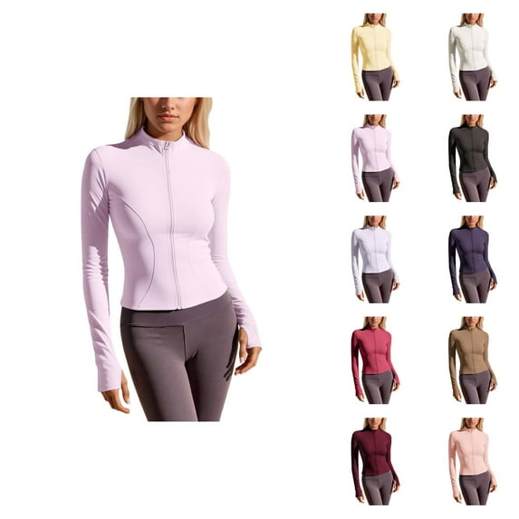 Yoga Jacket for Women Long Sleeve Slim Fit Stretchy Lightweight Breathable Zip Up Running Workout Jackets Outerwear