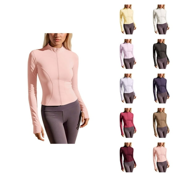 Yoga Jacket for Women Long Sleeve Slim Fit Stretchy Lightweight Breathable Zip Up Running Workout Jackets Outerwear