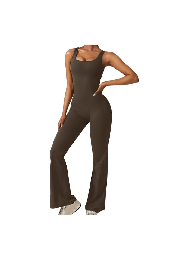 Yoga Jumpsuit for Women Sexy Square Neck Bodysuit One Piece Bodycon Shapewear Sleeveless Workout All in One Gym Wear Solid Seamless Fitness Sports Rompers