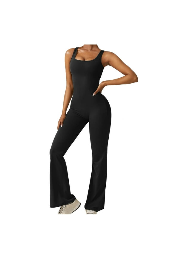 Yoga Jumpsuit for Women Sexy Square Neck Bodysuit One Piece Bodycon Shapewear Sleeveless Workout All in One Gym Wear Solid Seamless Fitness Sports Rompers
