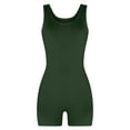 thumbnail image 1 of Yoga Jumpsuit for Women Ribbed One Piece Tank Top Sleeveless Bodycon Sport Shorts Gym Romper Workout Bodysuit Army Green M, 1 of 5
