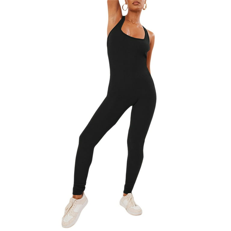 Yoga Jumpsuits for Women Sleeveless Crisscross Backless Butt Lift Legging  Romper One Piece Athletic Workout Bodycon Bodysuit 