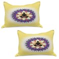 thumbnail image 1 of Yoga Knitted Quilt Pillowcover Set of 2, Round Circle Yoga Lotus Sitting Posture Peaceful Mind Workout Print, Standard Queen Pillow Sham Bedroom, 30" x 20", Yellow Purple Black, by Ambesonne, 1 of 1