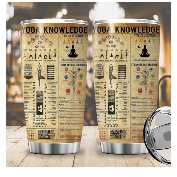 Yoga Knowledge 20 oz Tumbler, Meditation Tumbler, Gift for Yogi, Yoga Tumbler Cup, Gift for Yoga Lover, Gifts for Girlfriend, Gift For Christmas
