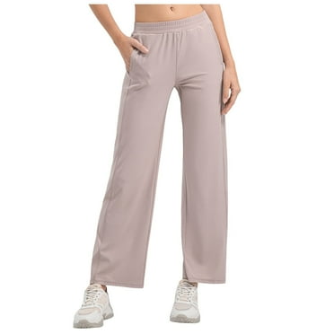 Yoga Leggings Lightweight Wide Leg 30" High Waisted Casual Travel Work Pockets Loose Pink Pants Sizes S