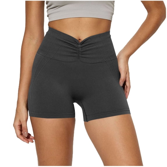 Yoga Leggings Shorts for Women Seamless Butt-lifting Workout Biker Short Ruched High Waist Gym Clothes (M, Gray)