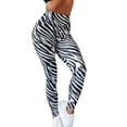 thumbnail image 1 of Leggings for Women Tummy Control Striped Jacquard Running Fitness Yoga Pants,Black,L, 1 of 7