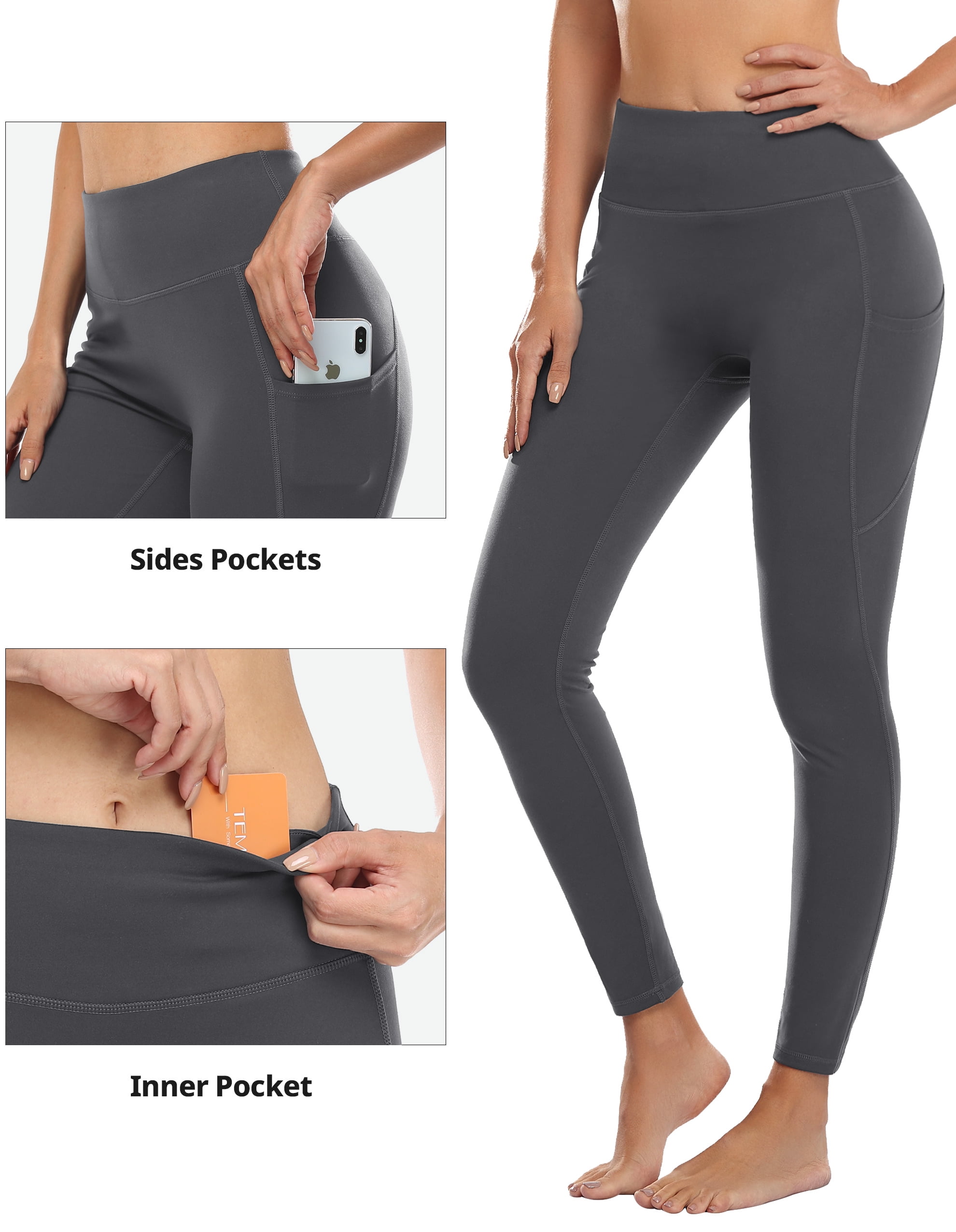 Yoga Leggings for Women Buttery Soft High Waist Stretch Tummy Control  Running Tights with Side Pockets