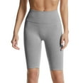 thumbnail image 1 of Yoga Leggings for Women Knee Length Ribbed Compression Trackshorts Workout Joggers Bikers Shorts High Waisted (Large, Gray), 1 of 7