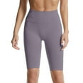 thumbnail image 1 of Yoga Leggings for Women Knee Length Ribbed Compression Trackshorts Workout Joggers Bikers Shorts High Waisted (Small, Purple), 1 of 7