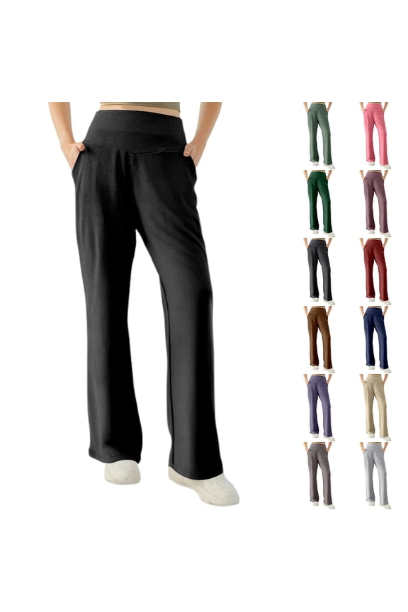 Yoga Leggings for Women Plus Size Pull on Pants Stretchy Skinny Yoga Pants Flare Leggings Bell Bottom for Workout Running Athletic Activewear