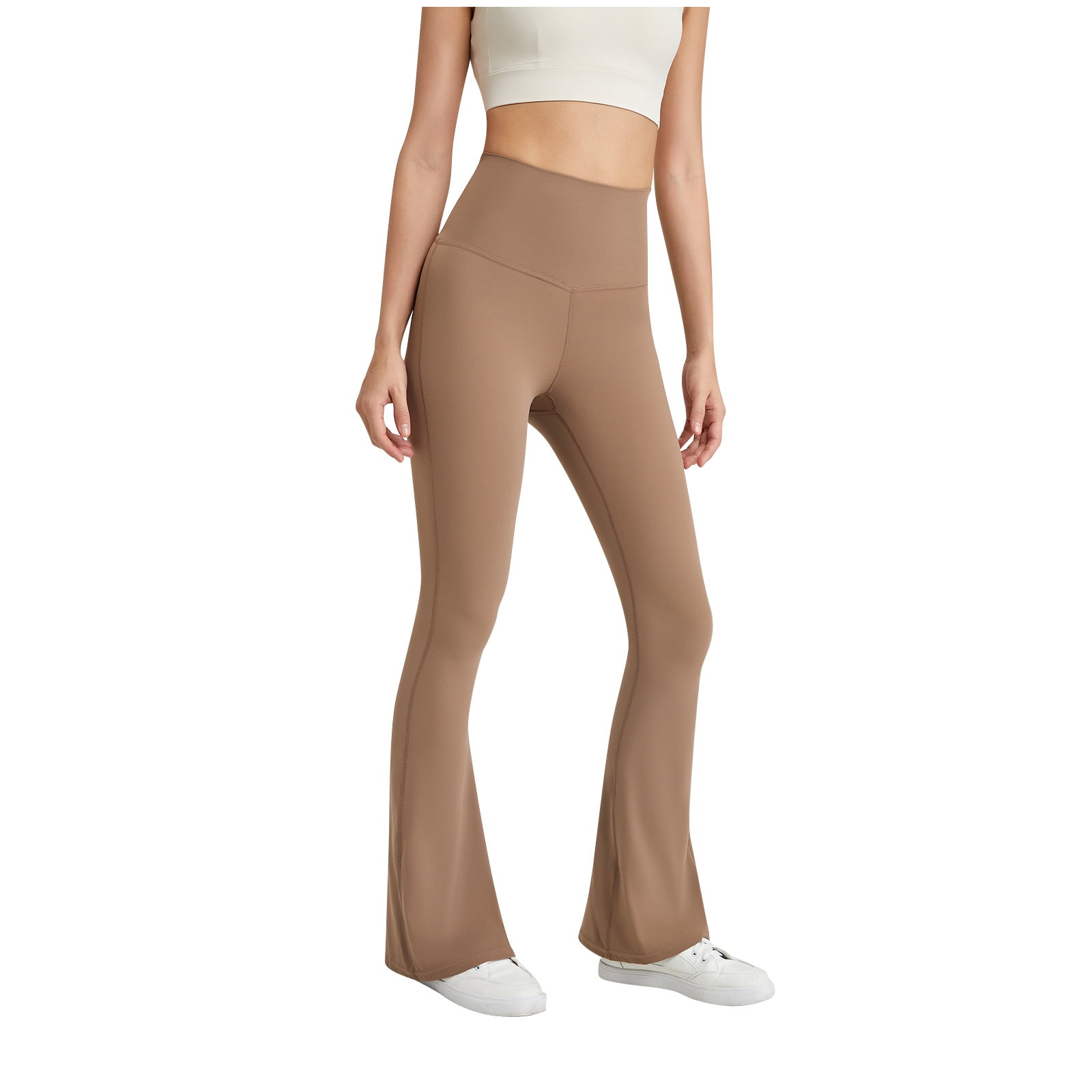Flare Leggings for Women - Casual Soft Slim Fit Fold Over Waist