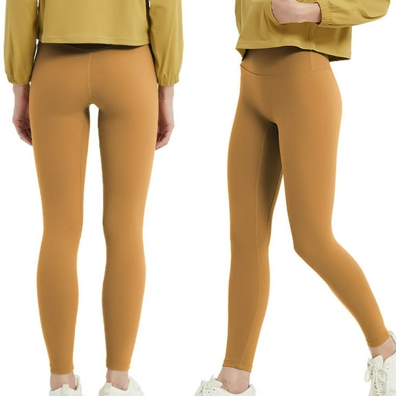 Yoga Leggings for Women Solid Color High-Stretch High-Waist Butt-Lifting Sports Breathable Running Plus Size Leggings Brown XXL