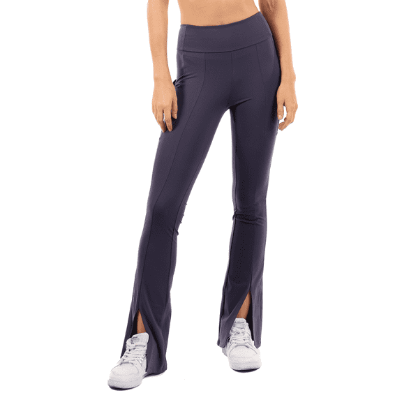 Yoga Leggings with Front Slit and Pockets High Waist Tummy Control Buttery Soft Comfy Stretchy Workout Pants Shadow Grey X-Large