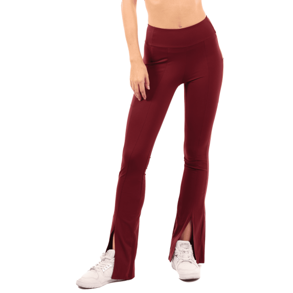 Yoga Leggings with Front Slit and Pockets High Waist Tummy Control Buttery Soft Stretchy Workout Pants Burgundy 2X