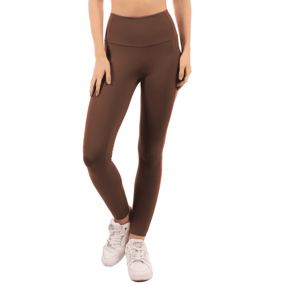 Yoga Leggings with Pockets High Waist Tummy Control Super Soft Stretchy Skinny Workout Yoga Pants 28" Brown X-Small