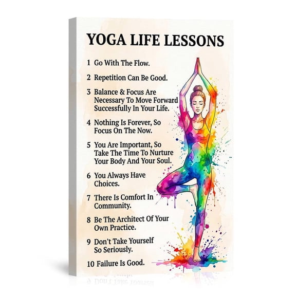 Yoga Life Lessons Inspirational Quote Tree Pose Female Fitness Motivation Home Gym Canvas