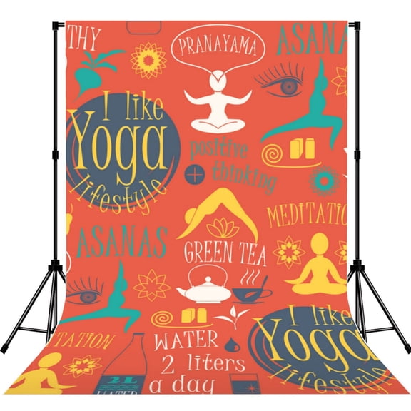 Yoga Lifestyle Asanas Posture Photography Backdrop 5x7Ft Background for Photo Studio Video Recording Birthday Party Wedding Home Decor