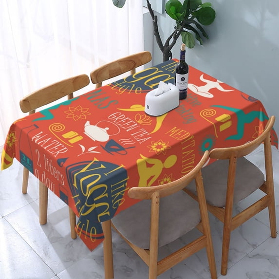 Yoga Lifestyle Asanas Posture Rectangular Tablecloth 54"x 72" Waterproof Rectangle Table Cover Cloth for Kitchen Dining Room Picnic Home Party