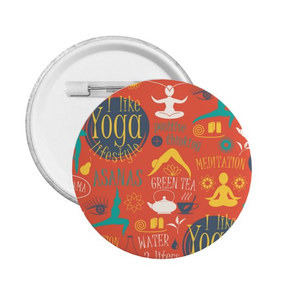 Yoga Lifestyle Asanas Posture Round Button Pin Badge 5PCS Pinback Buttons Lapel Pin for Jacket, Backpack, Hat, Party Favor, Gift