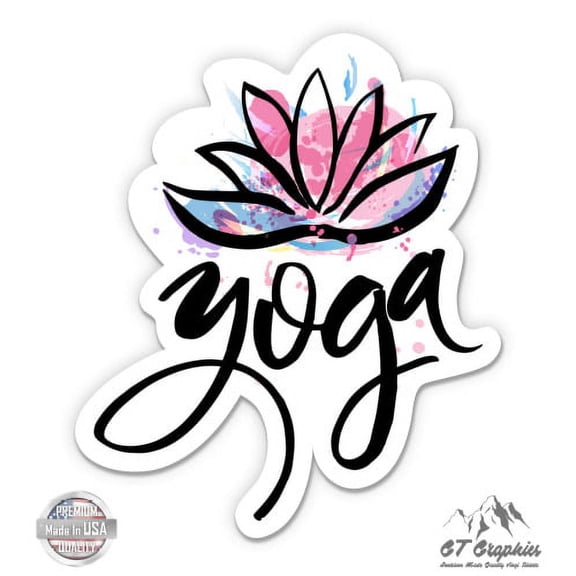 Yoga Lotus Flower - 3" Vinyl Sticker - For Car Laptop I-Pad Phone Helmet Hard Hat - Waterproof Decal
