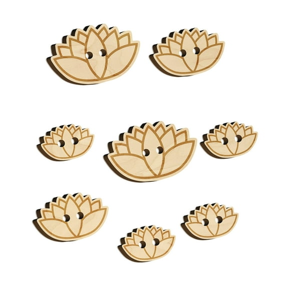 Yoga Lotus Flower Outline Wood Buttons for Crochet Knitting Sewing DIY Craft - 0.75 Inch Small (12pcs)