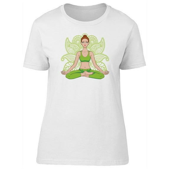 Yoga Lotus Pose In Flowers T-Shirt Women -Image by Shutterstock, Female Large